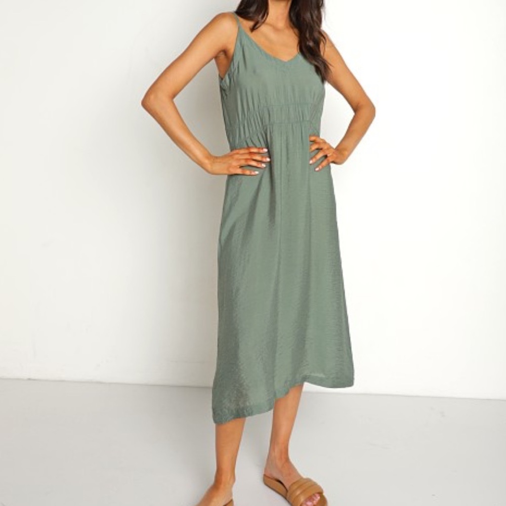 Lacausa slip dress in seaweed